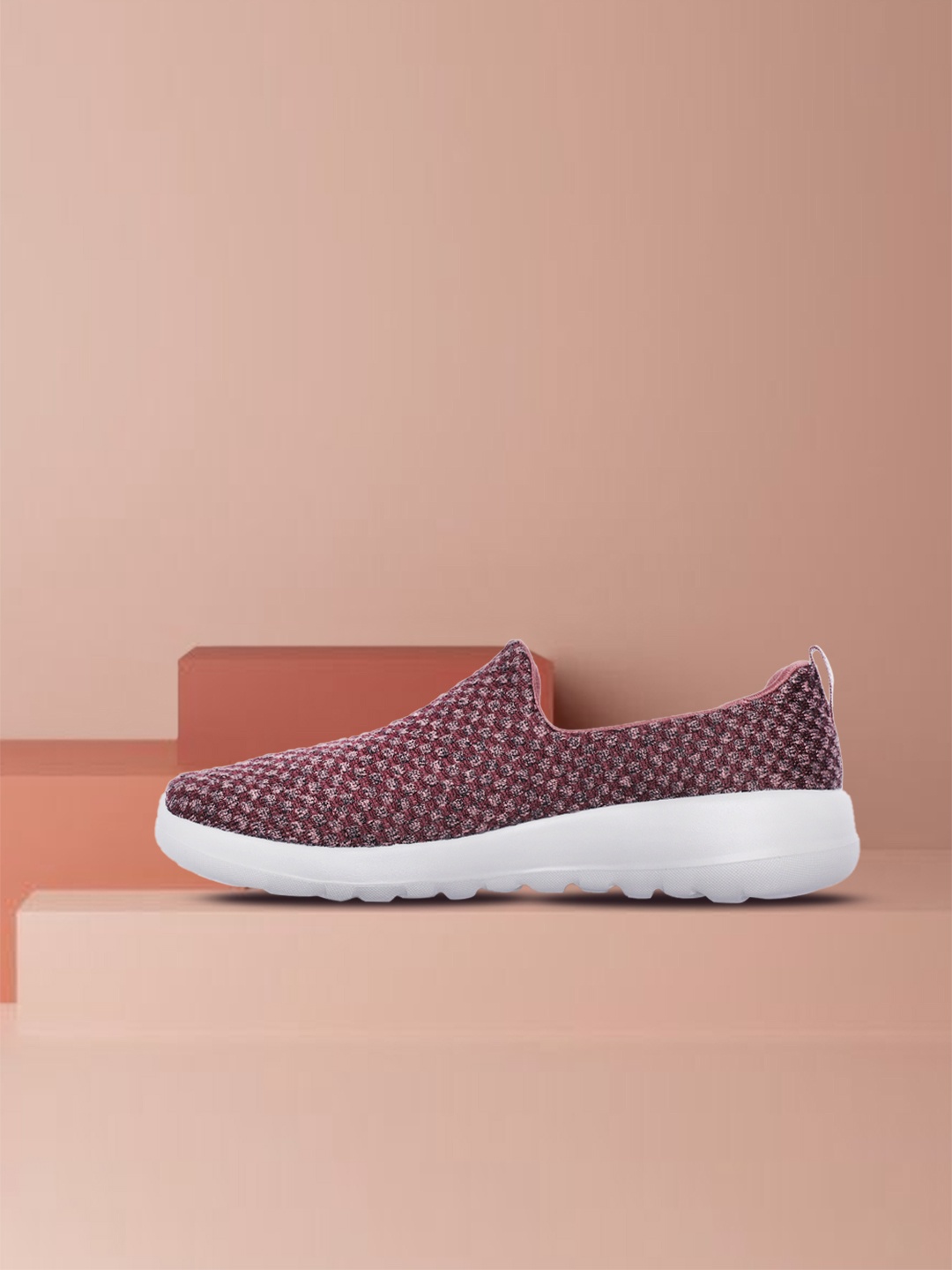 

Skechers Women Burgundy Textured Non-Marking Go Walk Joy - Soothe Walking Shoes