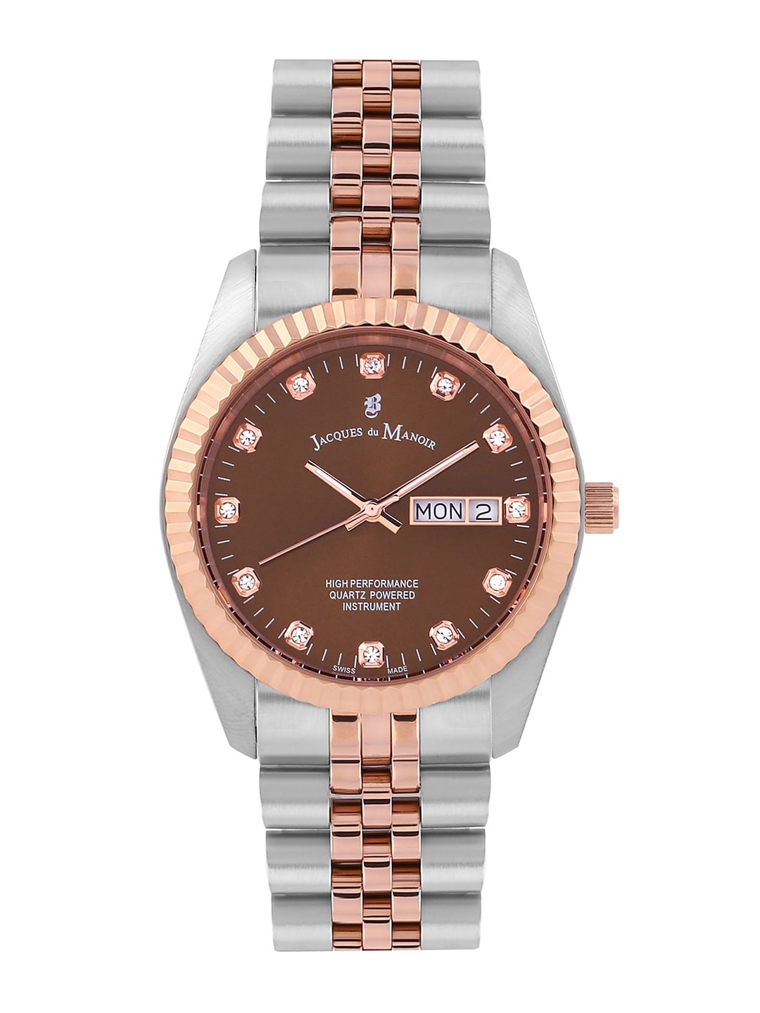

JACQUES du MANOIR Men Brown Embellished Dial Stainless Steel Analog Watch