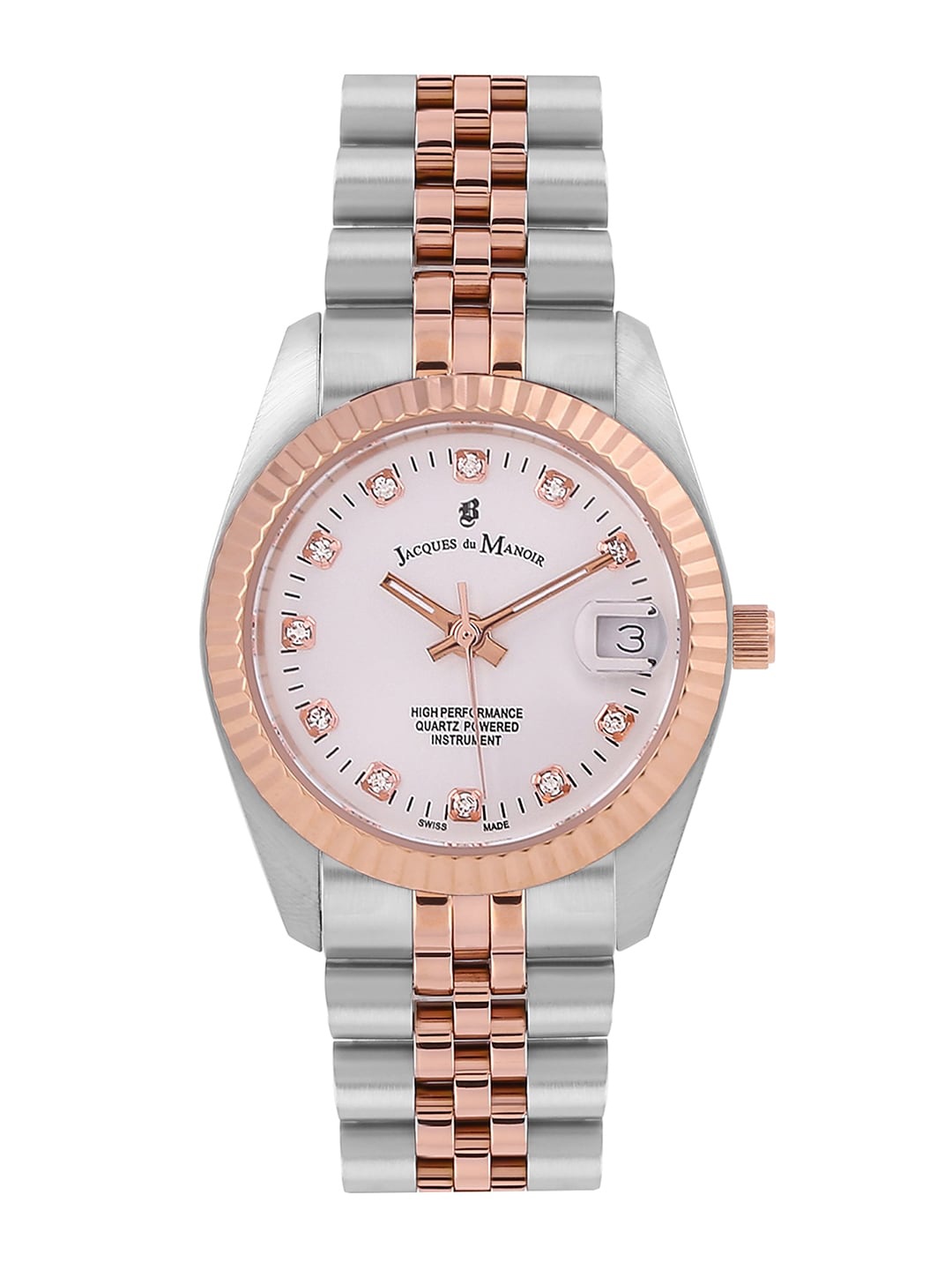 

JACQUES du MANOIR Inspiration Swiss Made Analogue CZ Silver Women's Watch- NRO.24