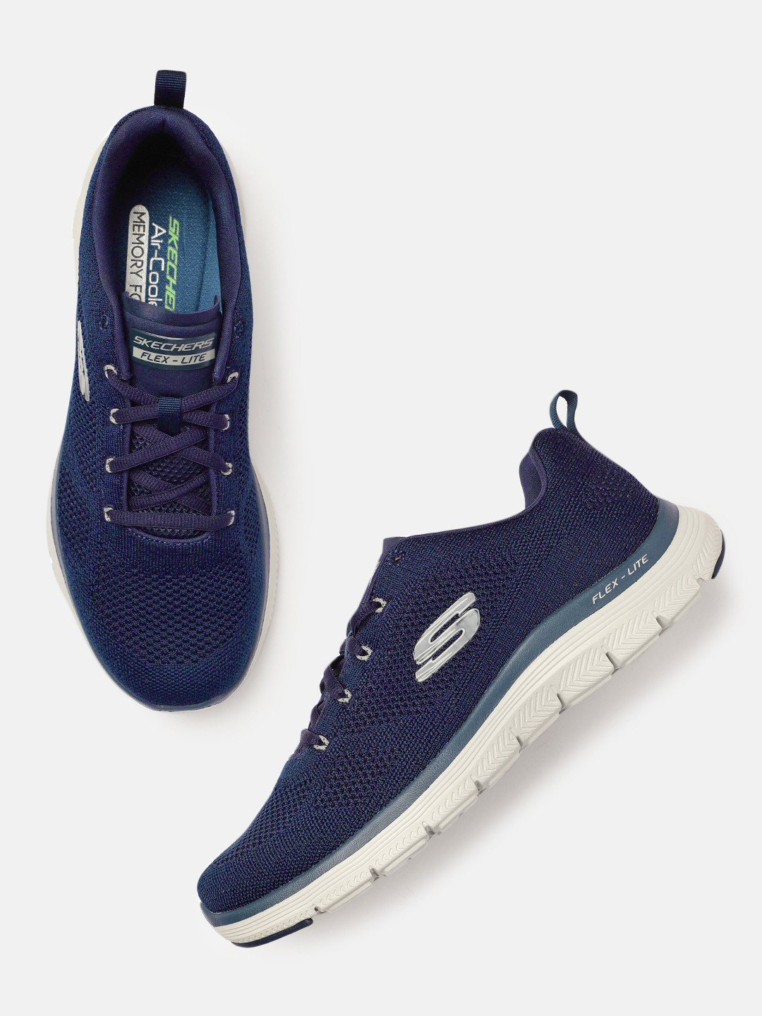 

Skechers Men Navy Blue Solid Sneakers