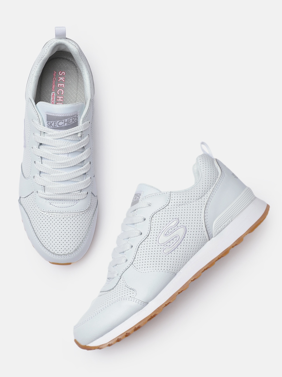

Skechers Women White OG 85 Leather Sneakers