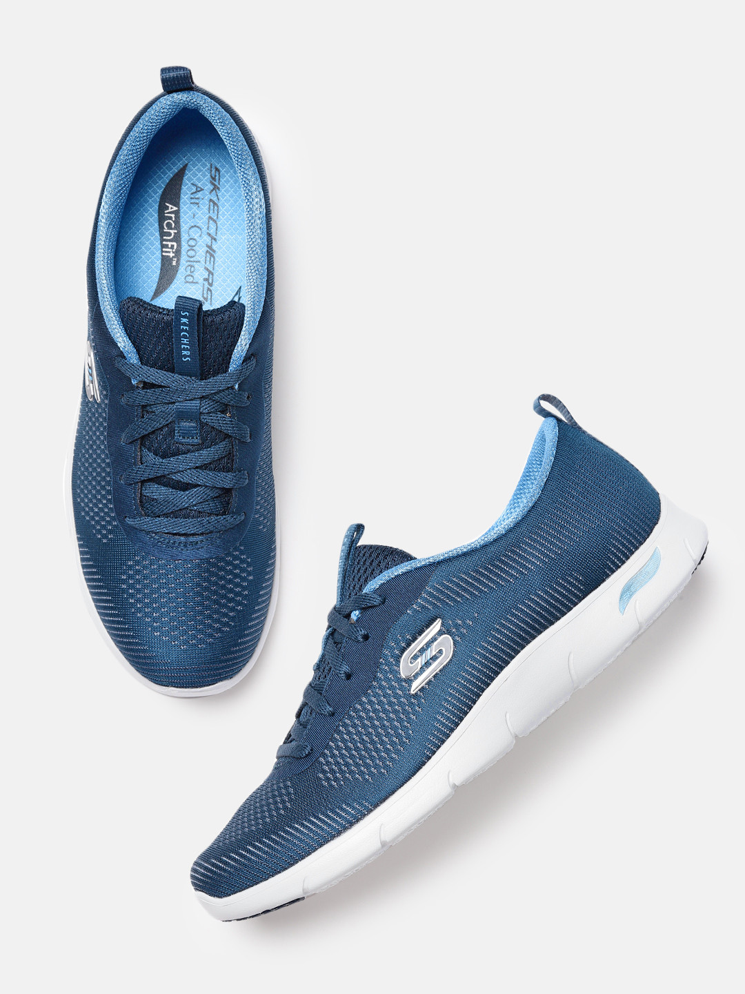 

Skechers Women Navy Blue Textured Arch Fit Refine Classy Doll Regular Sneakers