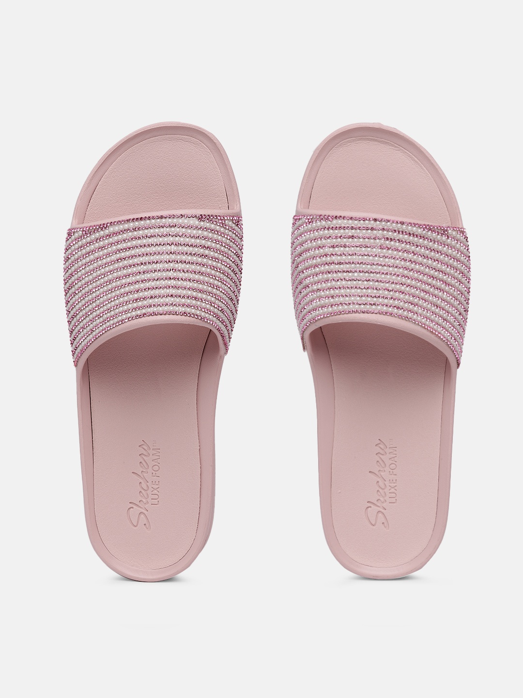 

Skechers Women Pink CALI CHARM BE FANCY Embellished Rubber Sliders