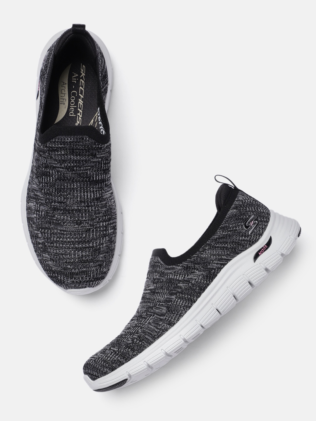 

Skechers Women Black ARCH FIT VISTA-INSPRIRATION Slip-On Sneakers