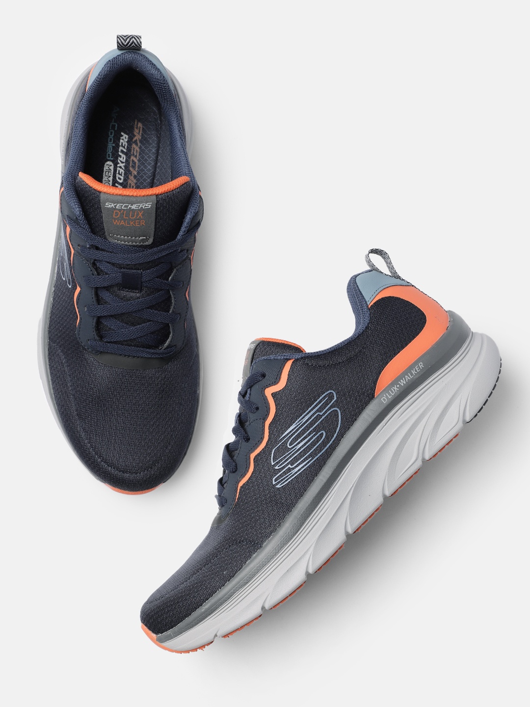 

Skechers Mens D'Lux Walker - Scrambler Casual Lace-Up Shoe, Navy blue