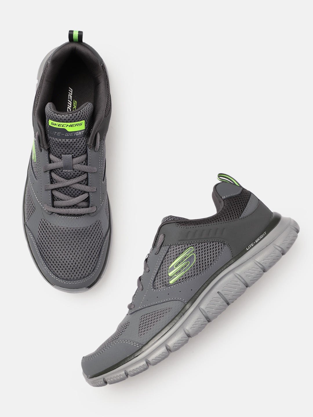 

Skechers Men Grey Solid Track-Syntac Training Shoes