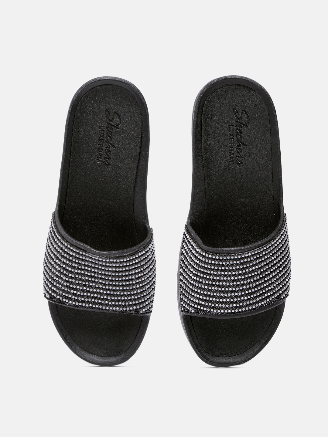 

Skechers Women Black CALI CHARM BE FANCY Embellished Sliders