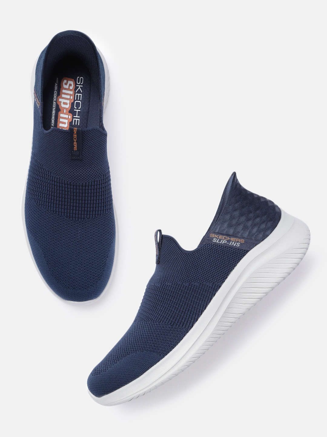 

Skechers Men Navy Blue Ultra Flex 3.0 Slip-On Sneakers