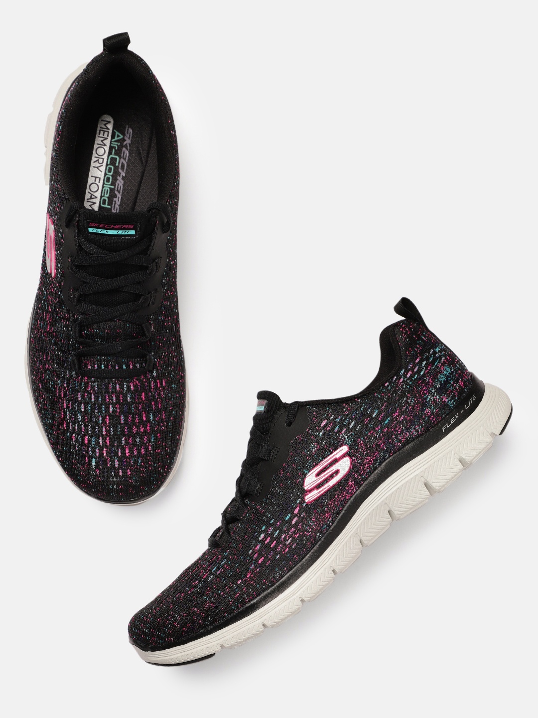 

Skechers Women Black Printed FLEX APPEAL 4.0-VIVID SPIRIT Sneakers