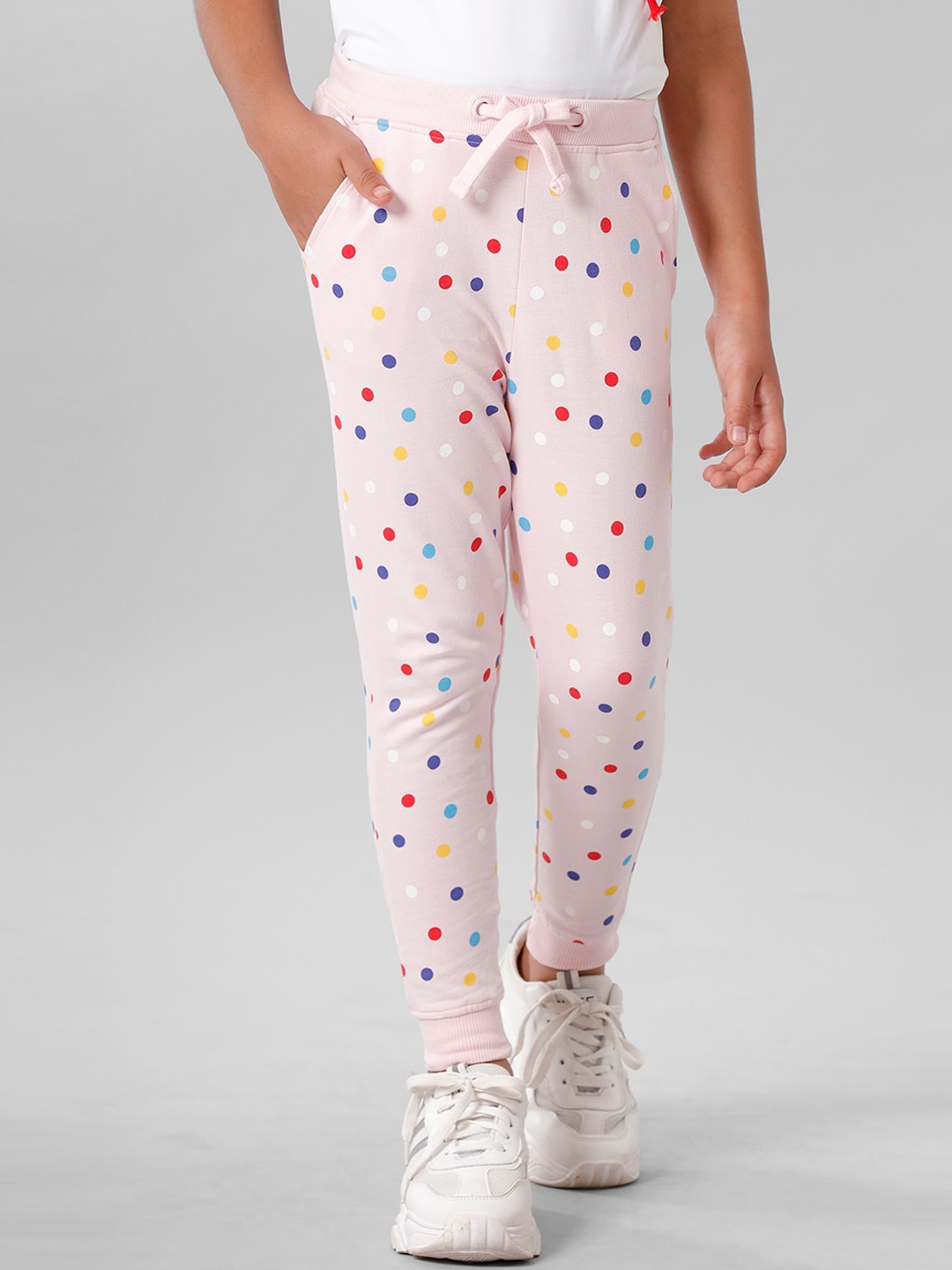 

De Moza Girls Pink Printed Regular Fit Joggers Trousers