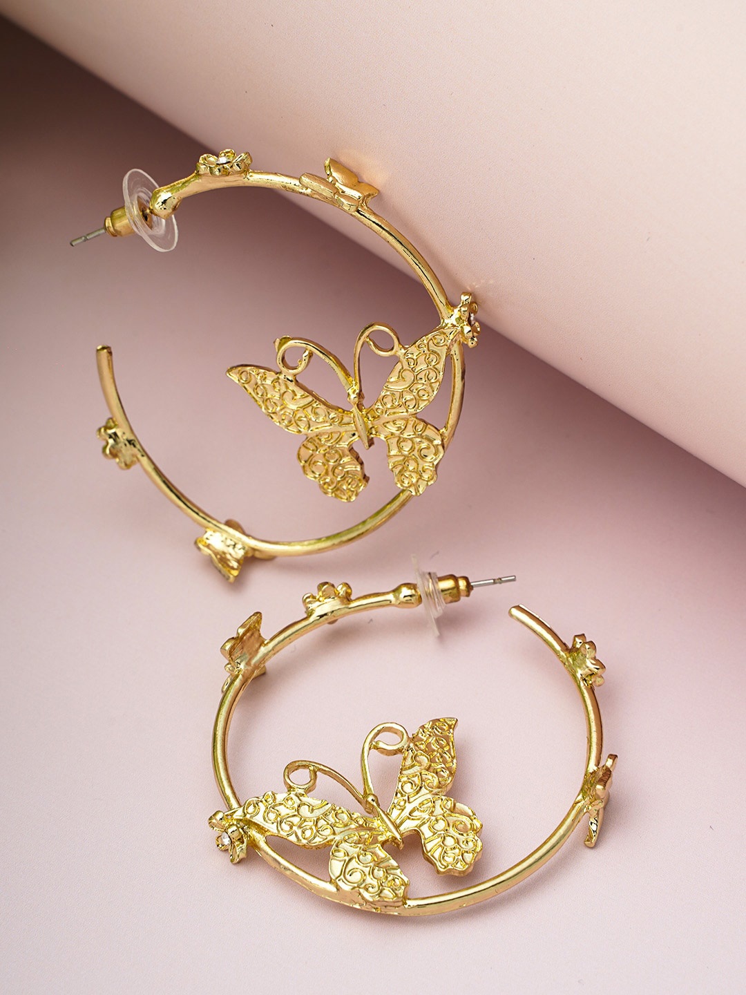 

Ferosh Women Gold-Toned Classic Butterfly Hoop Earrings