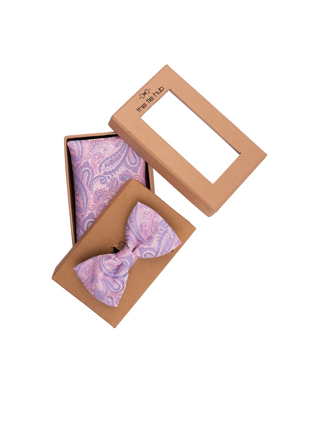 

The Tie Hub Men Pink Microfiber Bow Tie and Pocket Square Gift Set