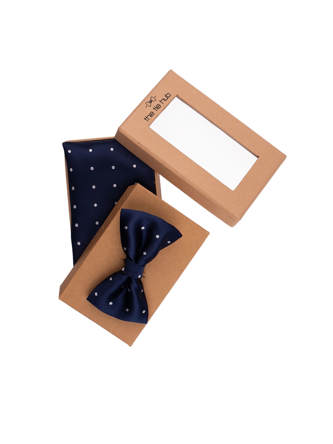 

The Tie Hub Men Blue Printed Pocket Square & Bow Tie Accessory Gift Set