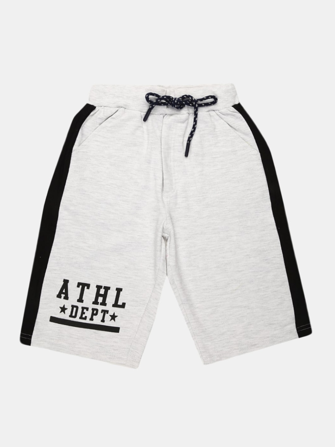 

V-Mart Boys Grey Melange Typography Printed Shorts