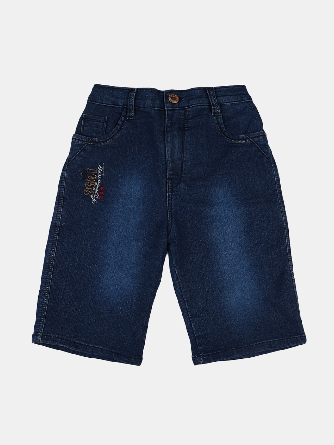 

V-Mart Boys Navy Blue Washed Denim Shorts