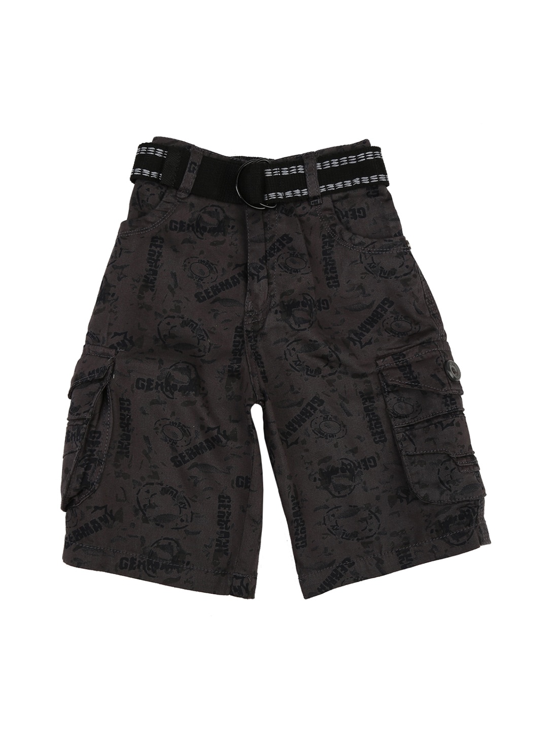 

V-Mart Boys Grey Printed Satin Cargo Shorts