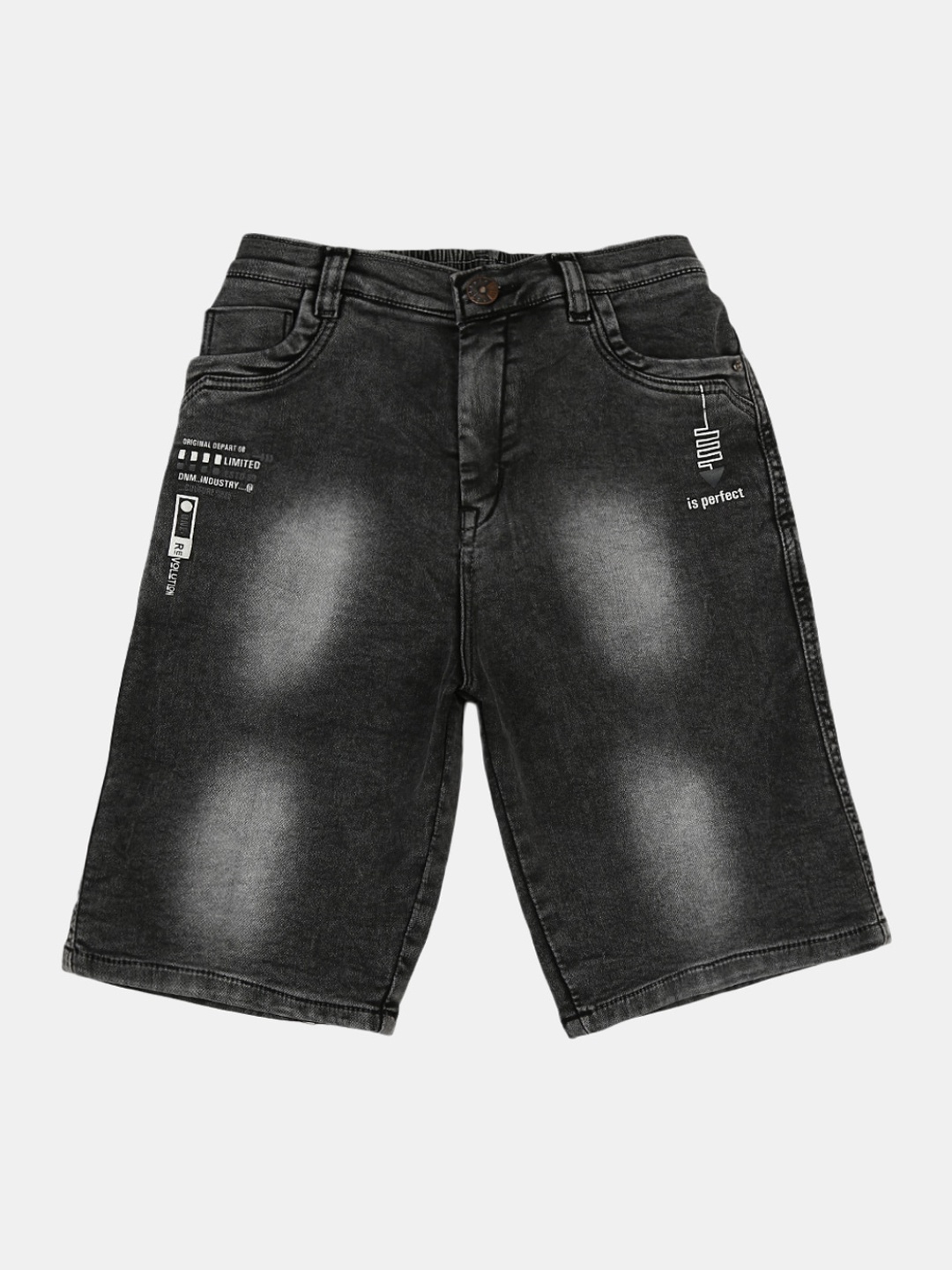 

V-Mart Boys Charcoal Grey Washed Denim Shorts