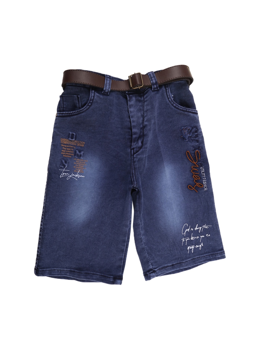 

V-Mart Boys Navy Blue Washed Denim Shorts