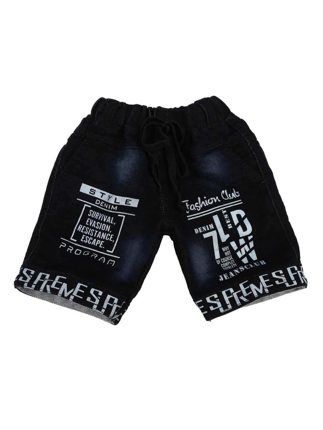 

V-Mart Boys Navy Blue Printed Denim Shorts