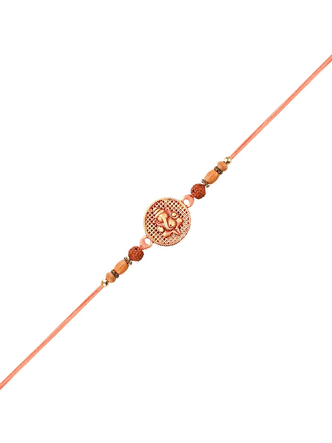 

Arendelle Men Orange Gold-Toned with Rosegold Ganpati Rakhi