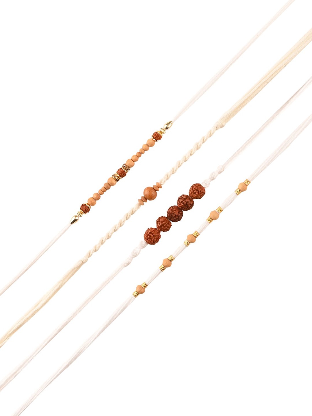 

Arendelle Men White & Brown Beaded Rudraksh Rakhi