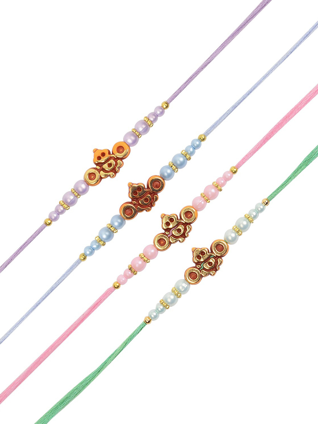 

Arendelle Men Set Of 4 Gold-Plated & Ganesh-Charm Rakhi