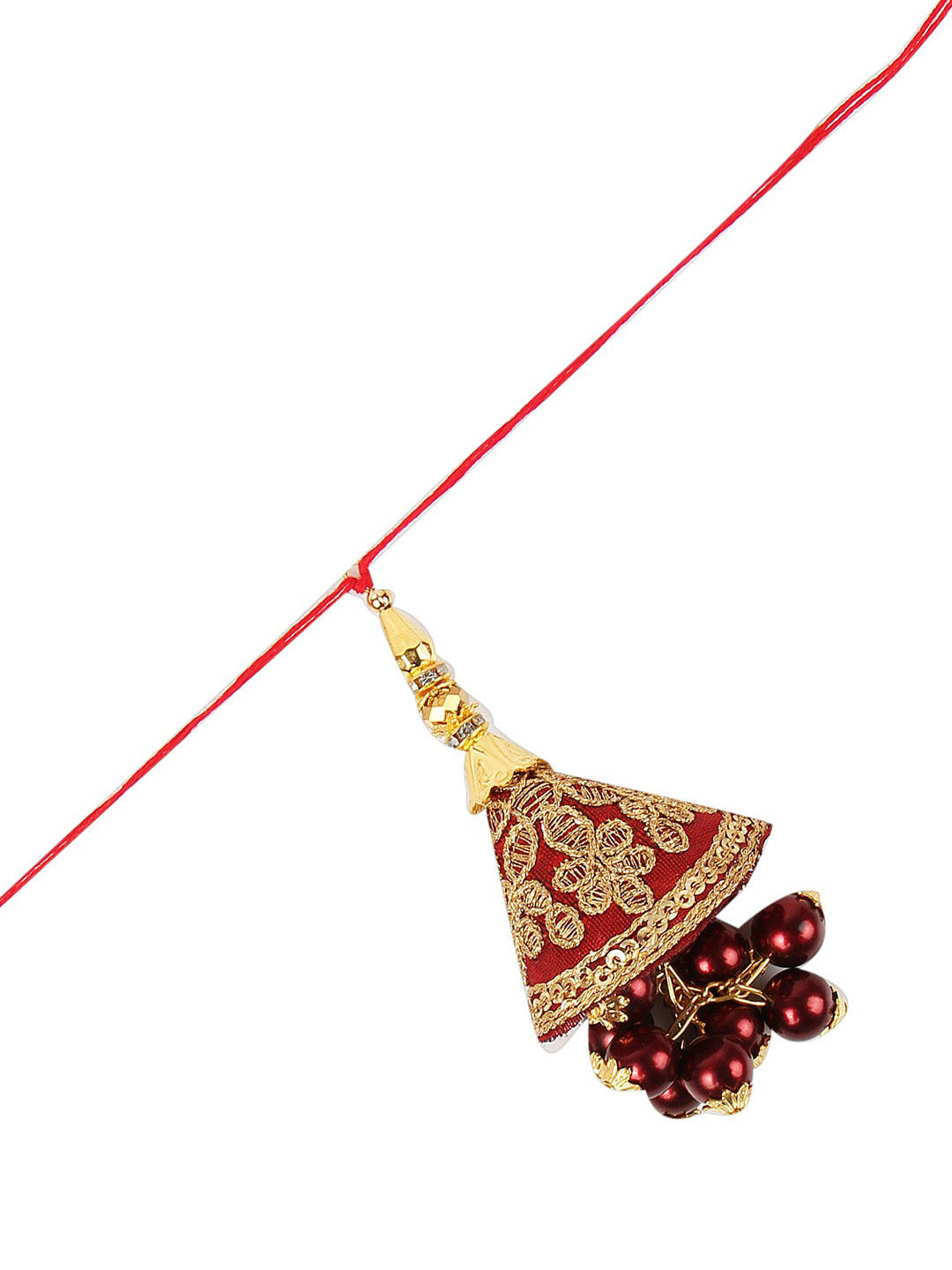 

Arendelle Gold Toned and Pink Bhabhi Taselled Lumba Rakhi