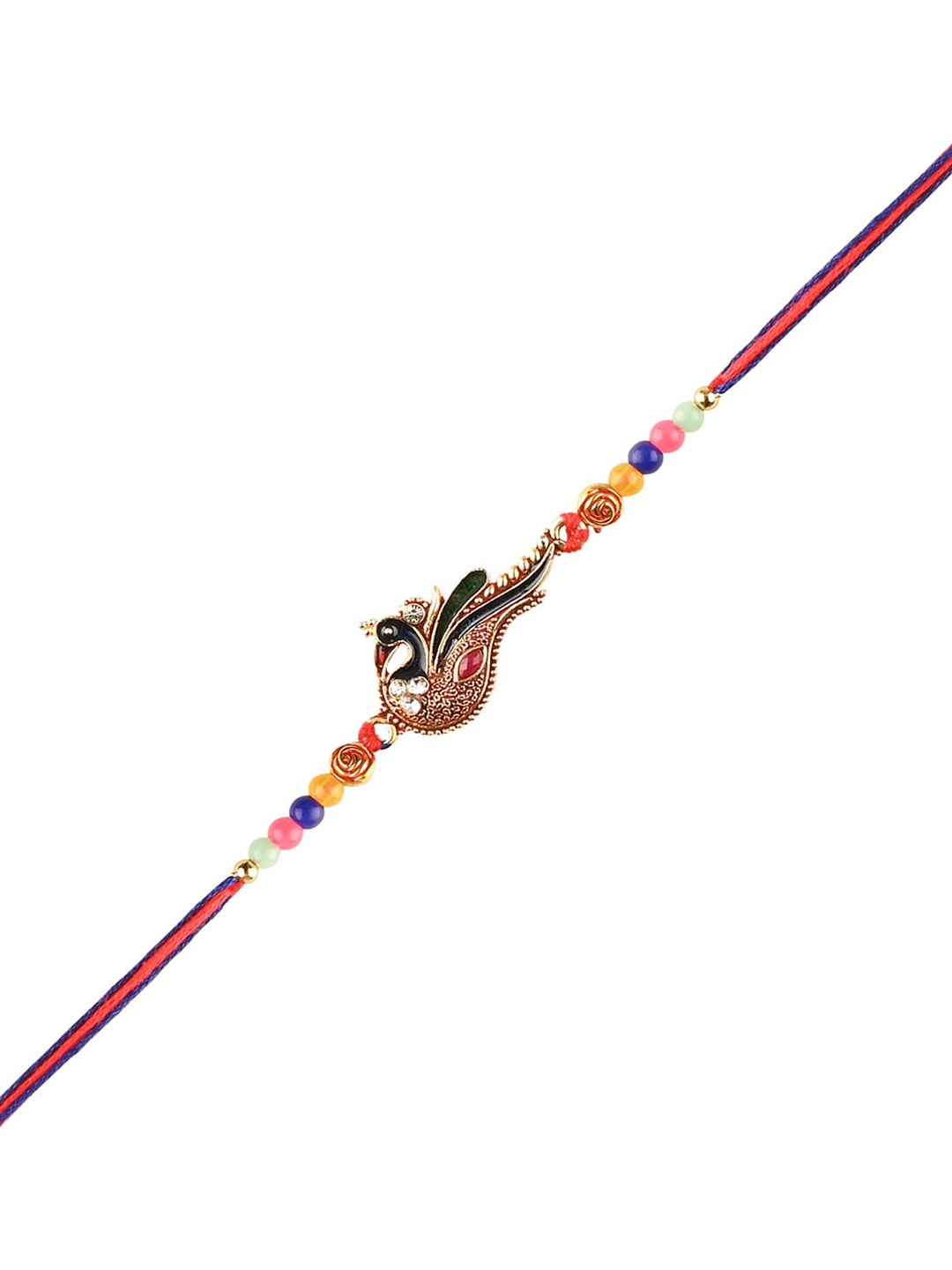 

Arendelle Men Gold Plated Red & Blue Beaded Rakhi