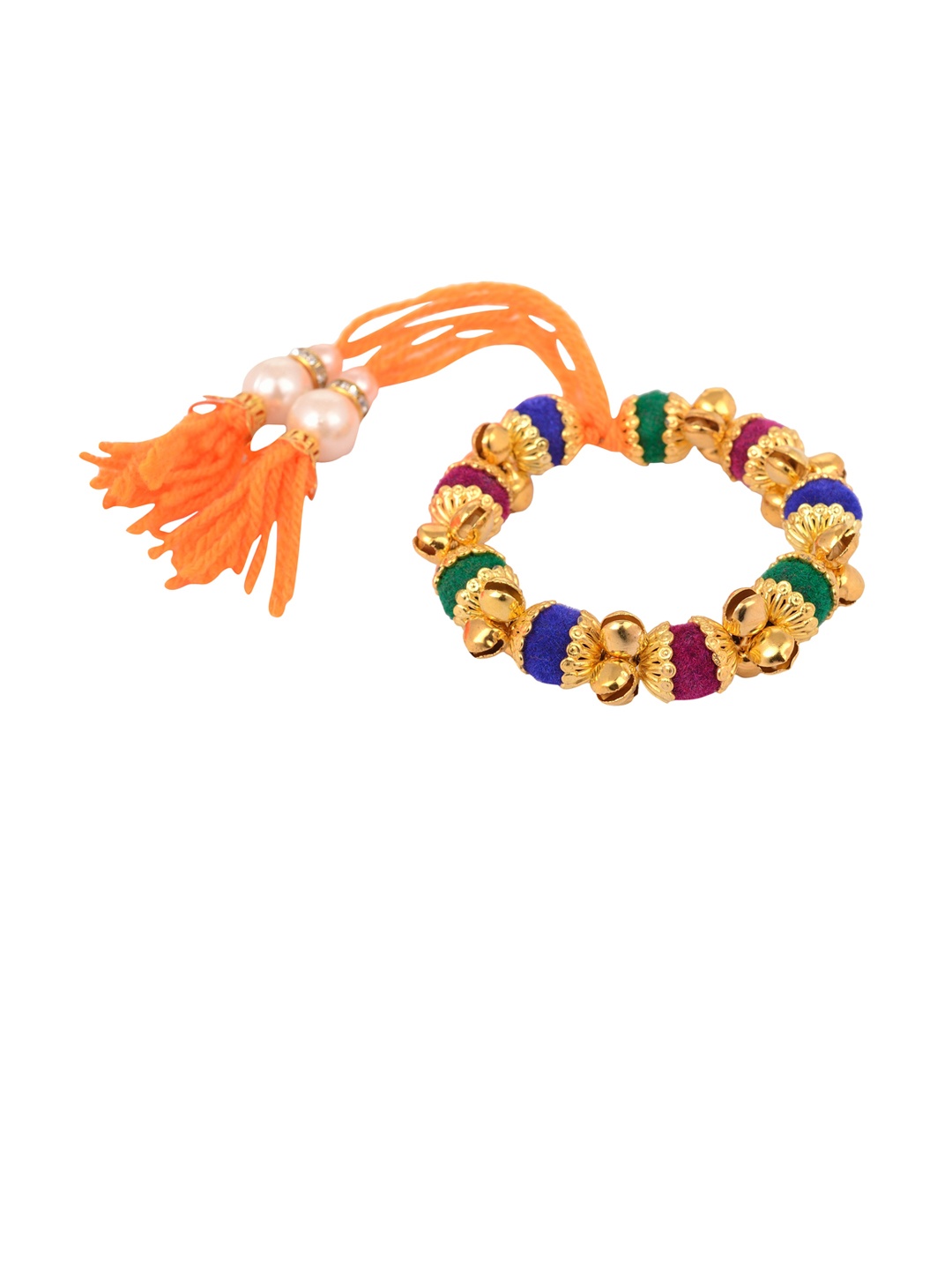 

Arendelle Women Gold-Toned & Orange Bracelet Designed Lumba Rakhi