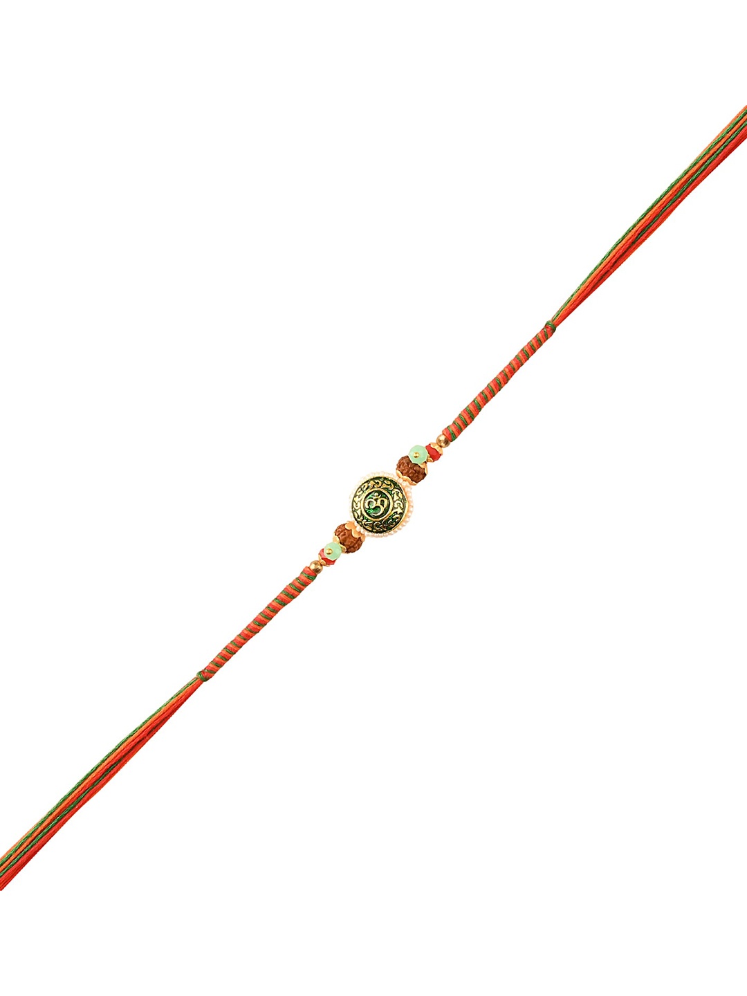 

Arendelle Men Gold-Plated Red Om Rakhi, Multi