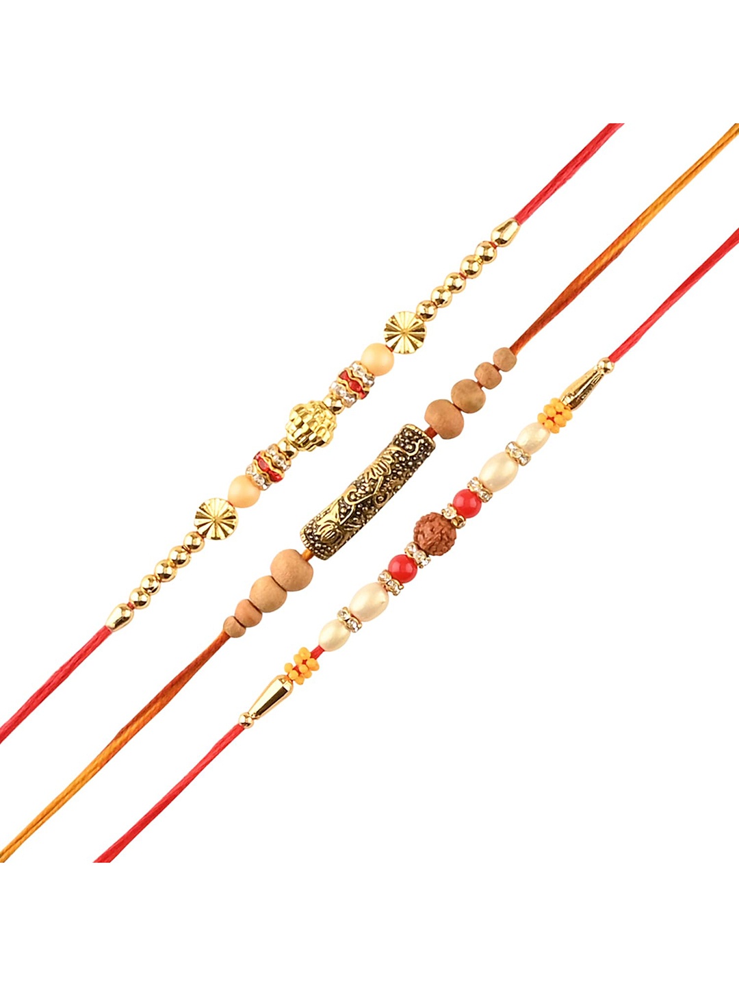 

Arendelle Men Set Of 3 Red Beaded Thread Rakhis