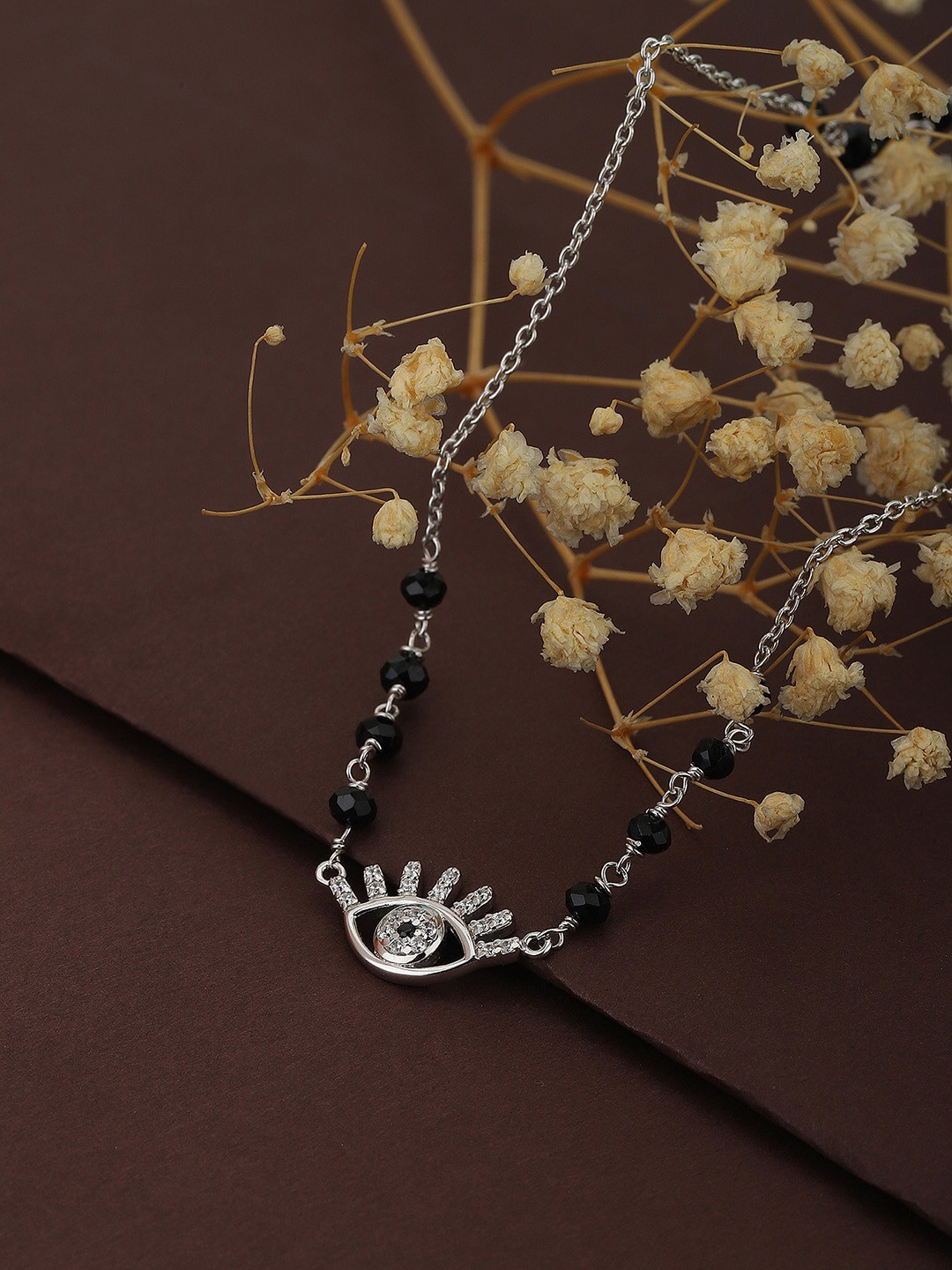 

VANBELLE Black Rhodium-Plated Silver & Stone-Studded Mangalsutra Set