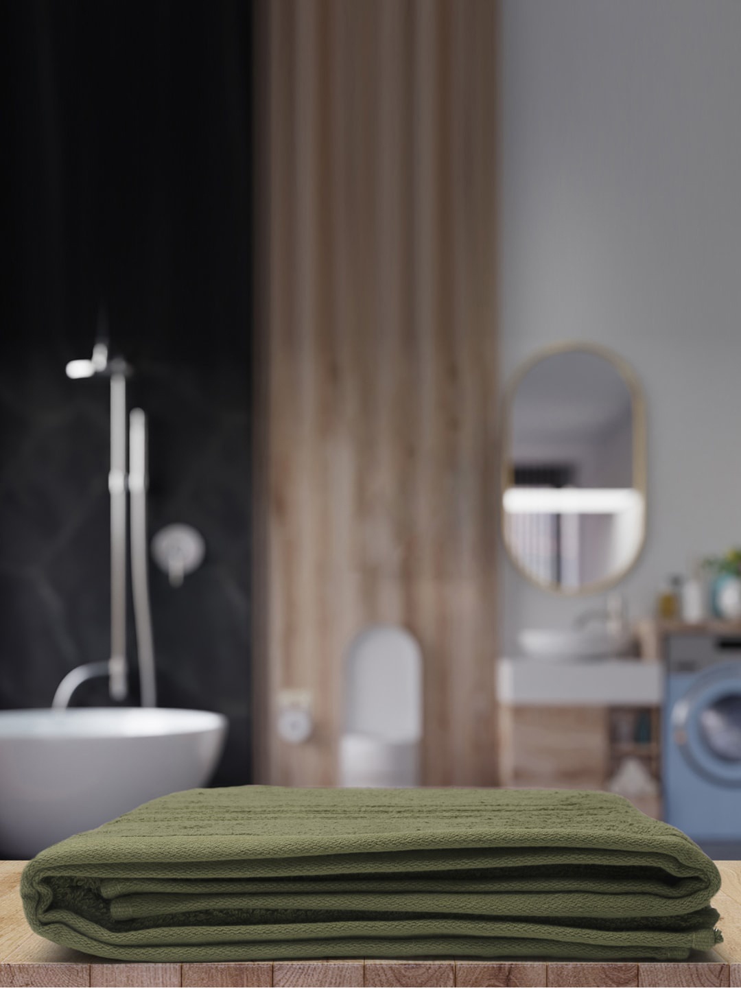 

Monte Carlo Olive Green Solid Cotton 525 GSM Bath Towel