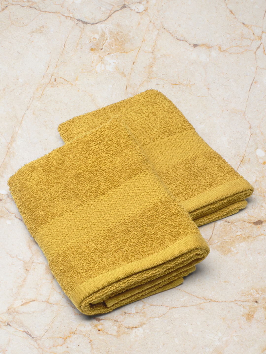 

Monte Carlo Set Of 2 Solid Pure Cotton 400 GSM Hand Towels, Yellow