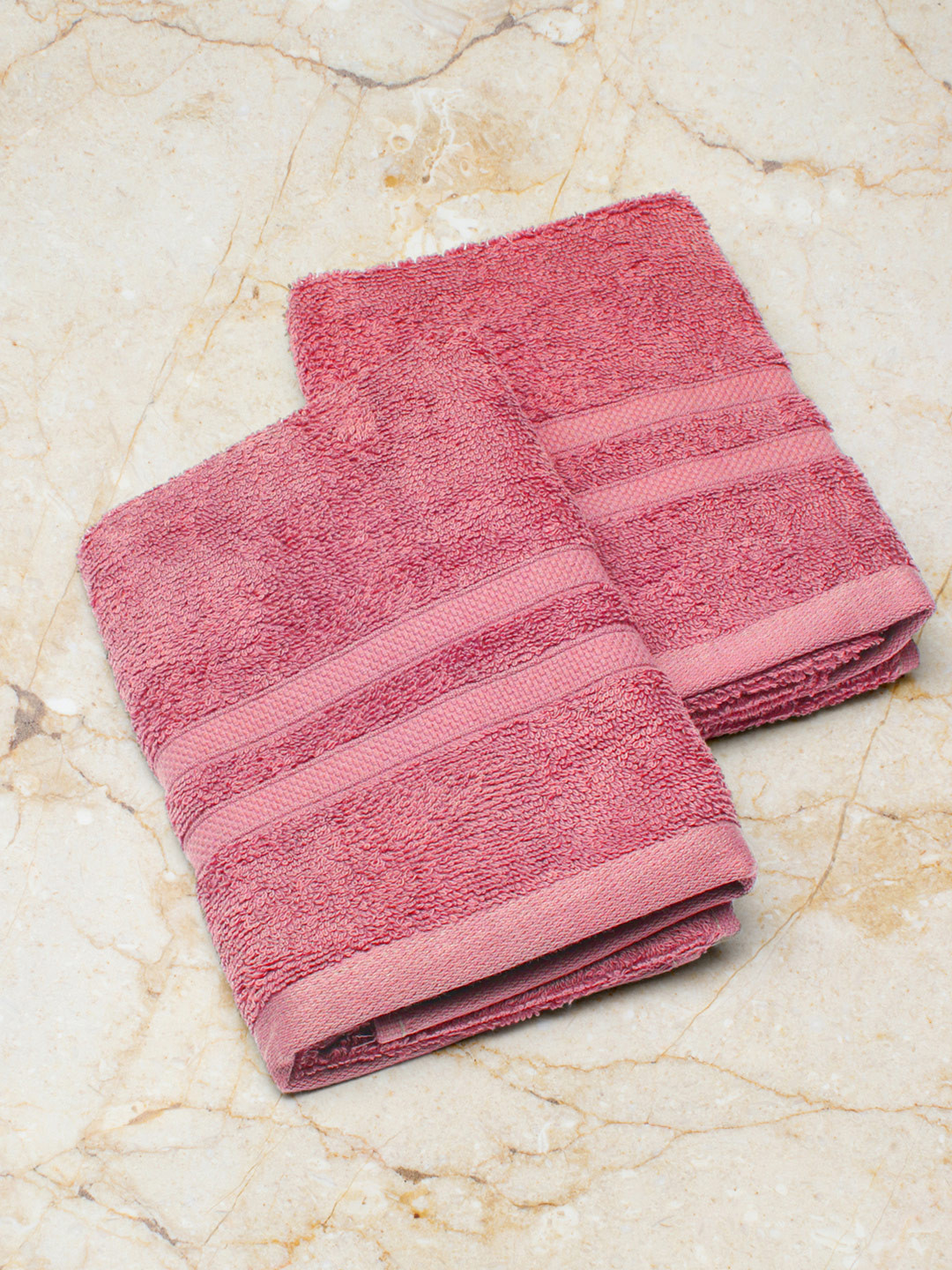 

Monte Carlo Pack of 2 Pink Solid 525 GSM Cotton Hand Towel
