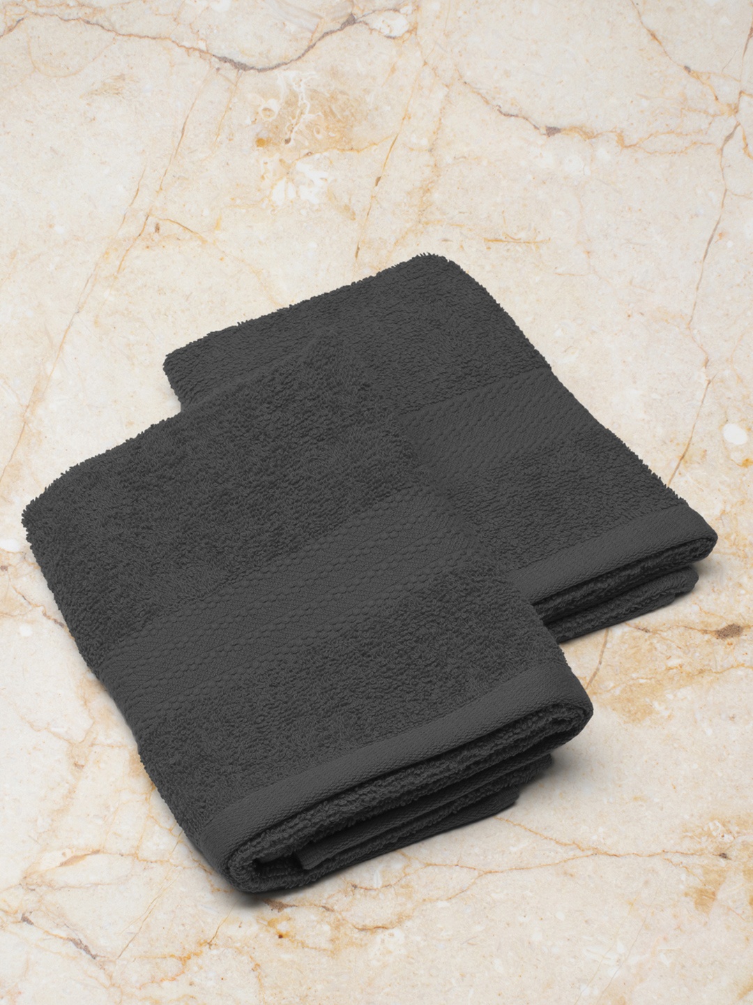 

Monte Carlo Charcoal Grey Pack of 2 Solid 400 GSM Cotton Hand Towel
