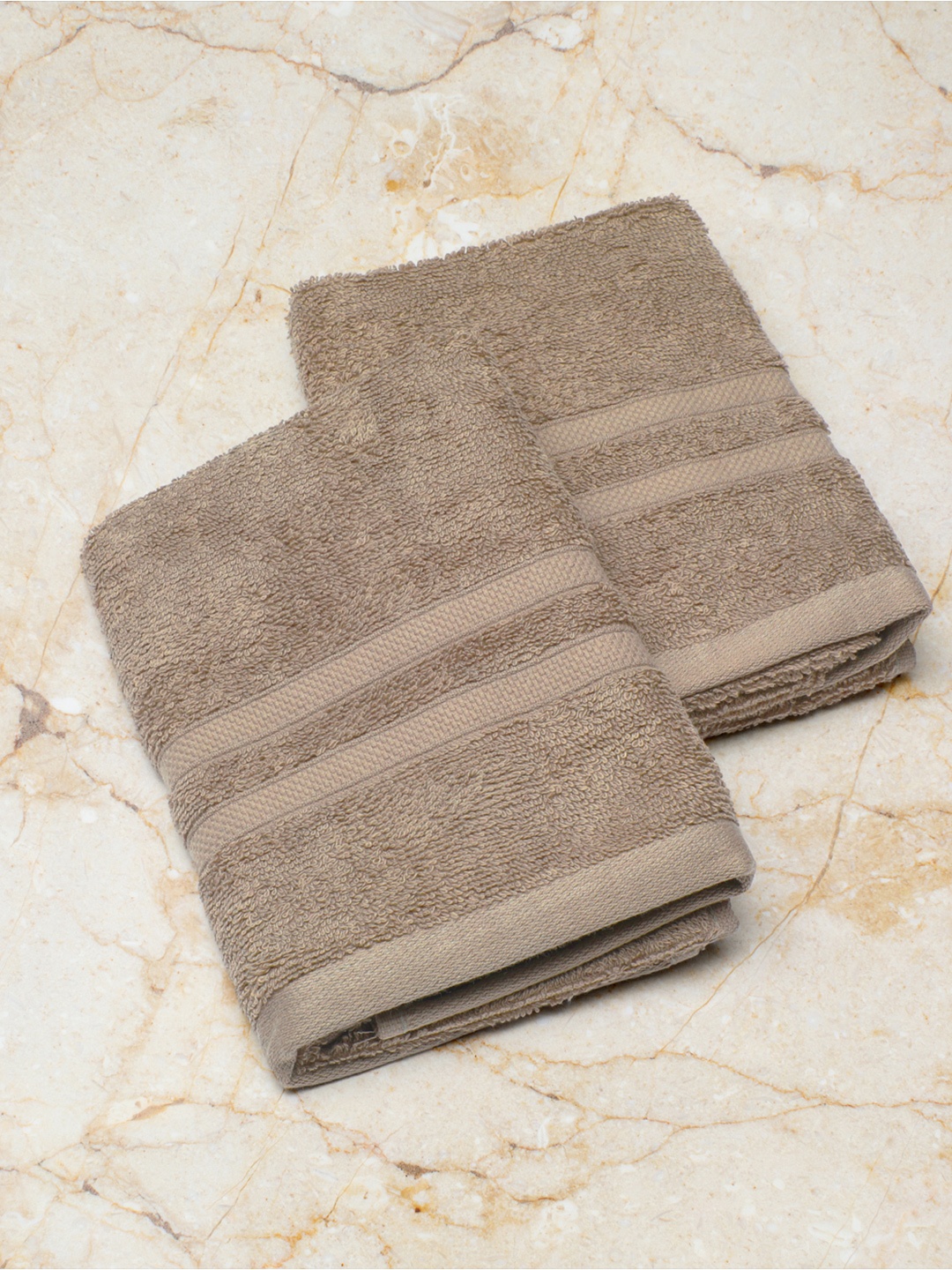 

Monte Carlo Set Of 2 Solid Pure Cotton 520 GSM Hand Towels, Beige