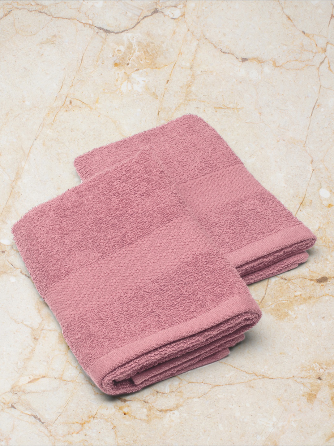 

Monte Carlo Pack Of 2 Solid 525 GSM Cotton Hand Towels, Pink