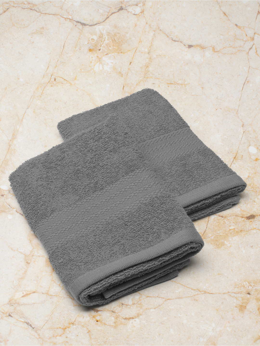 

Monte Carlo Pack Of 2 Grey 400 GSM Cotton Solid Jasper Hand Towel