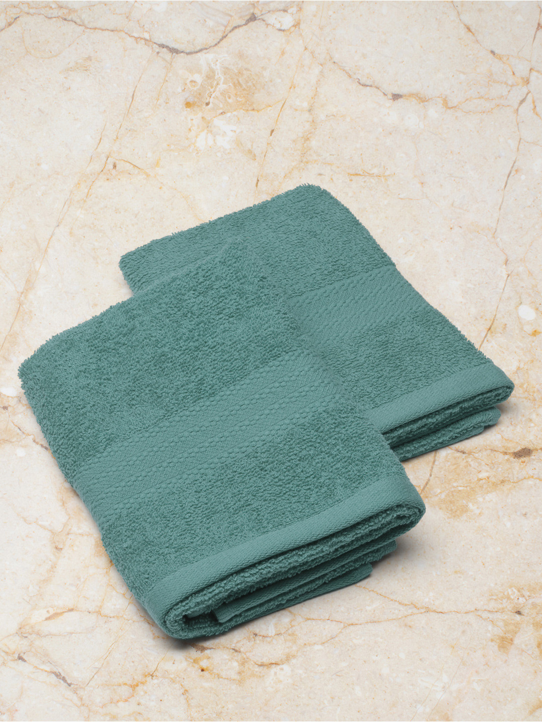 

Monte Carlo Pack of 2 Teal Solid 400 GSM Cotton Jasper Hand Towel