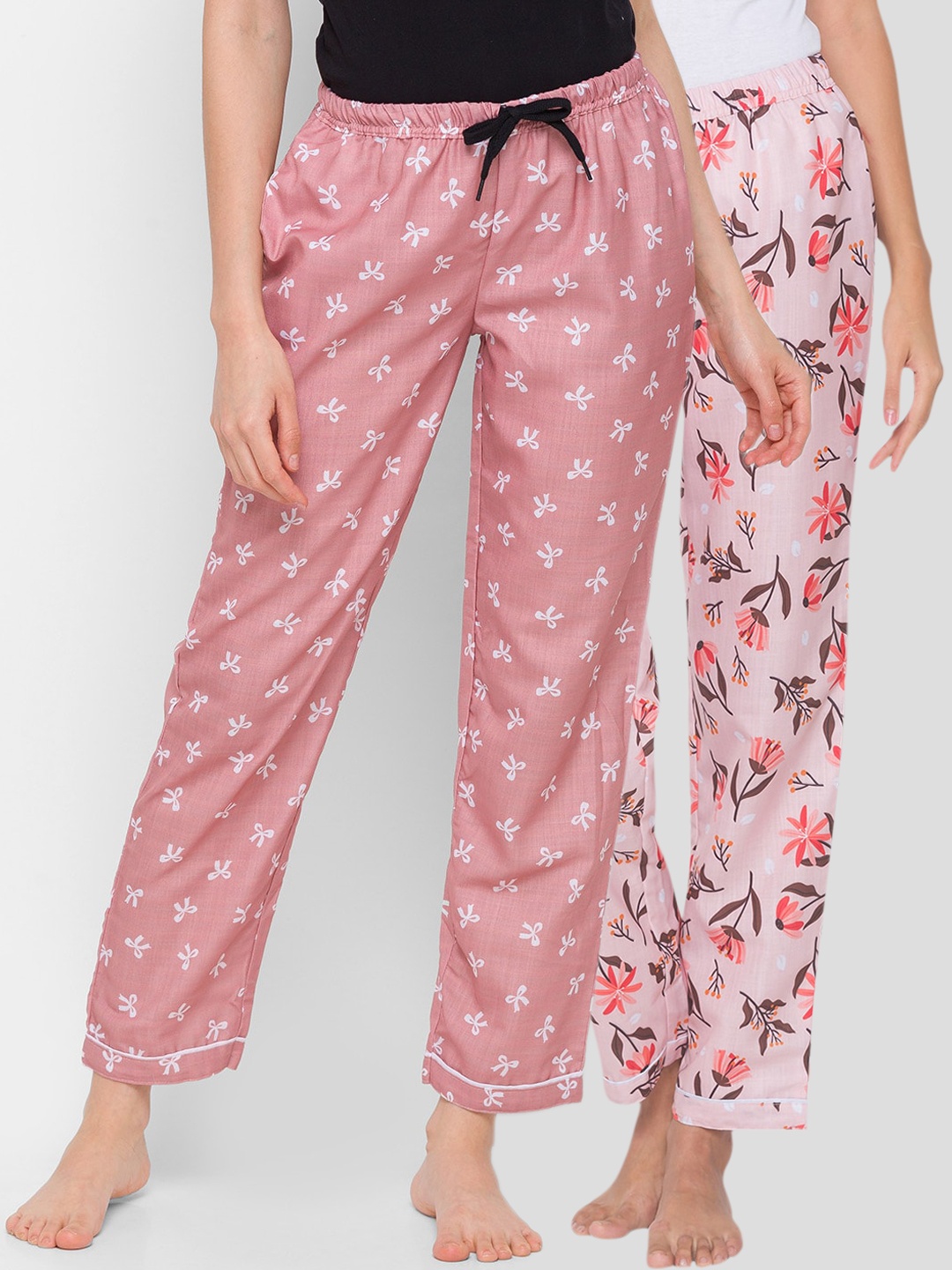 

FashionRack Women Set of 2 Cotton Lounge Pants, Pink