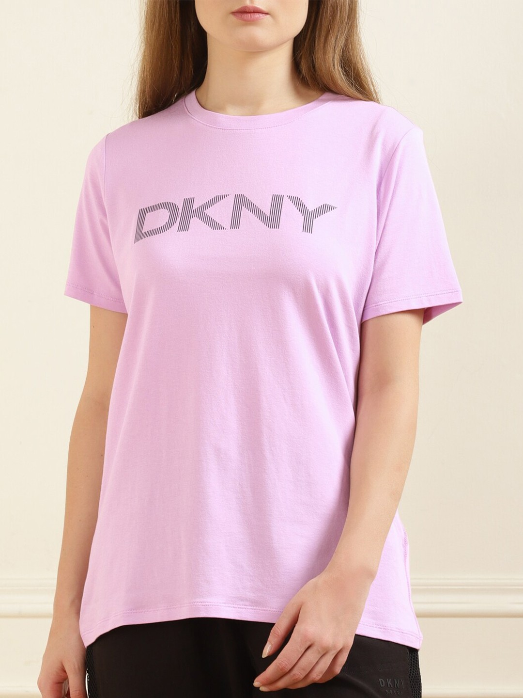 

DKNY Women Purple Typography Printed T-shirt