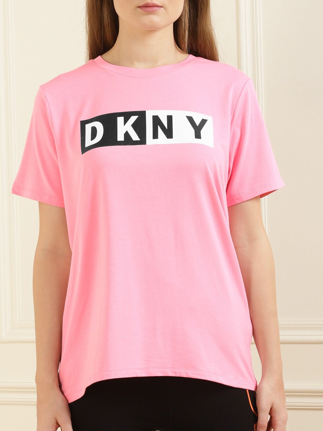 

DKNY Women Pink Typography Printed T-shirt