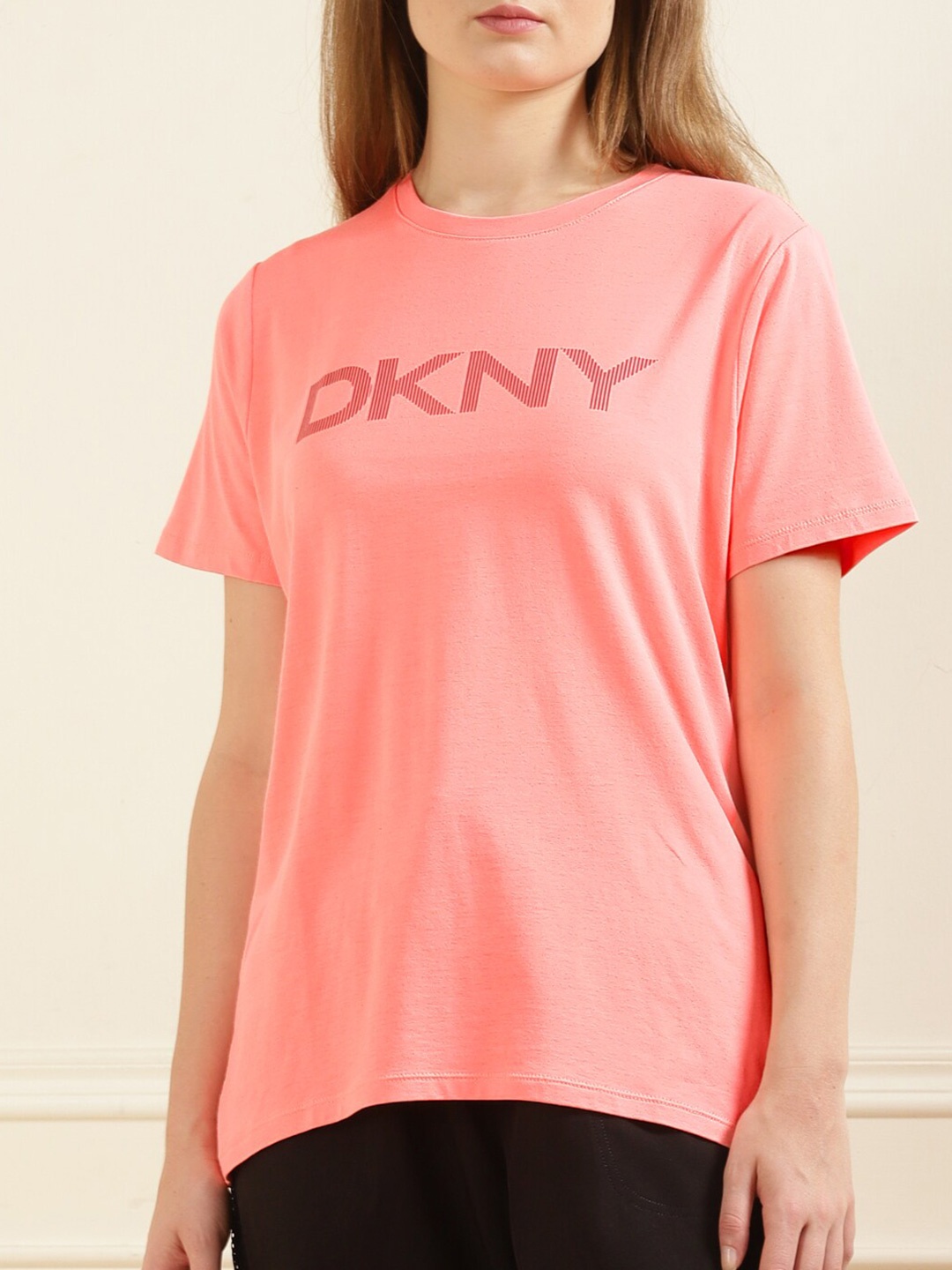 

DKNY Women Coral Printed Top