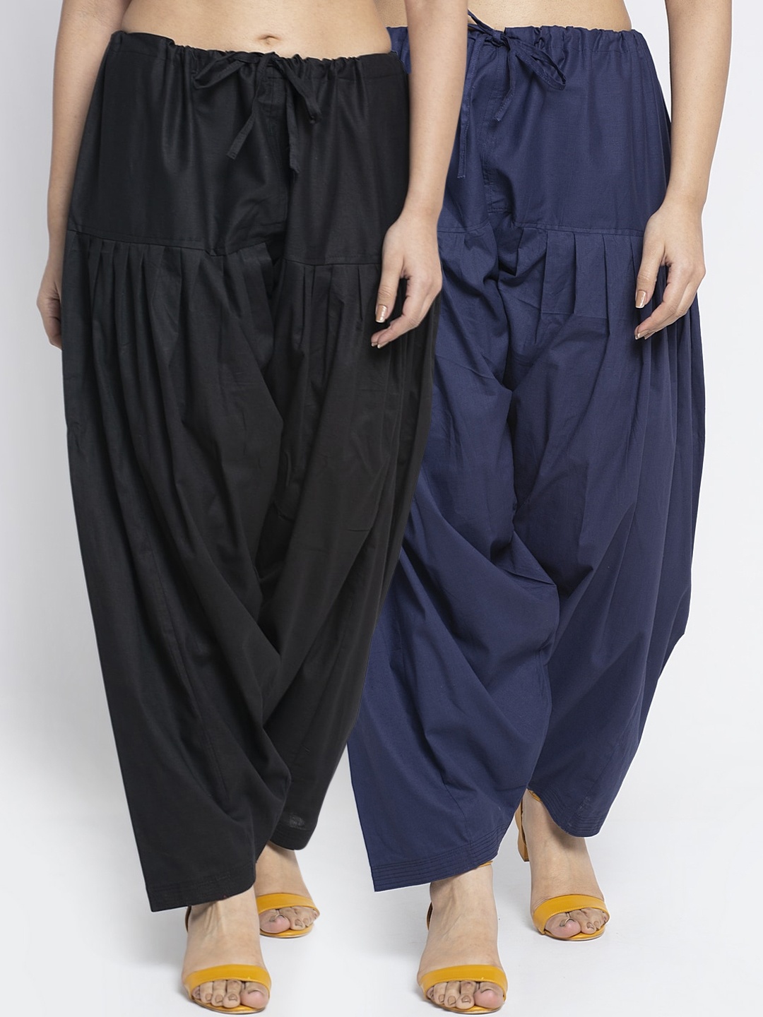 

GRACIT Women Pack Of 2 Black & Navy Blue Solid Casual Salwars