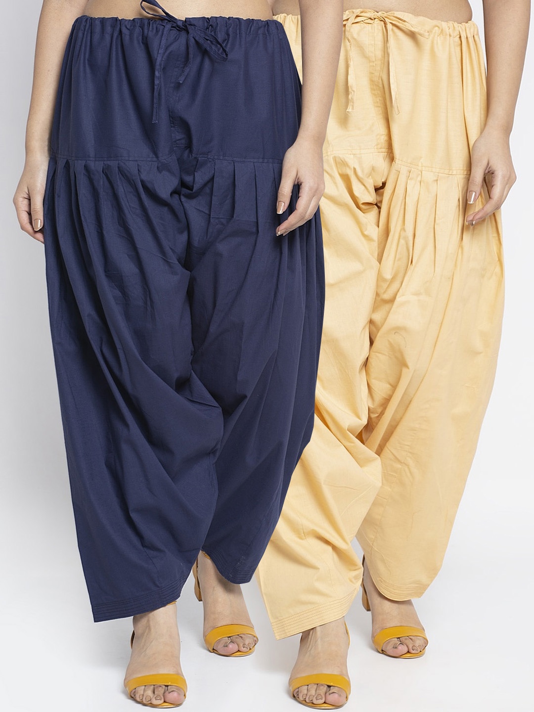 

GRACIT Pack of 2 Beige & Navy Cotton Salwar