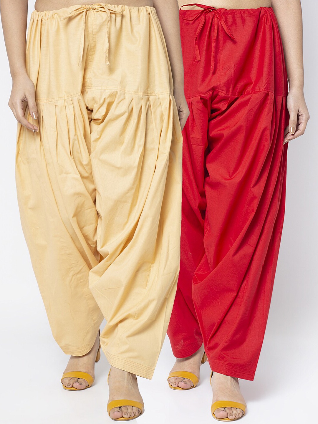 

GRACIT Women Pack Of 2 Solid Pure Cotton Loose Fit Salwar, Red