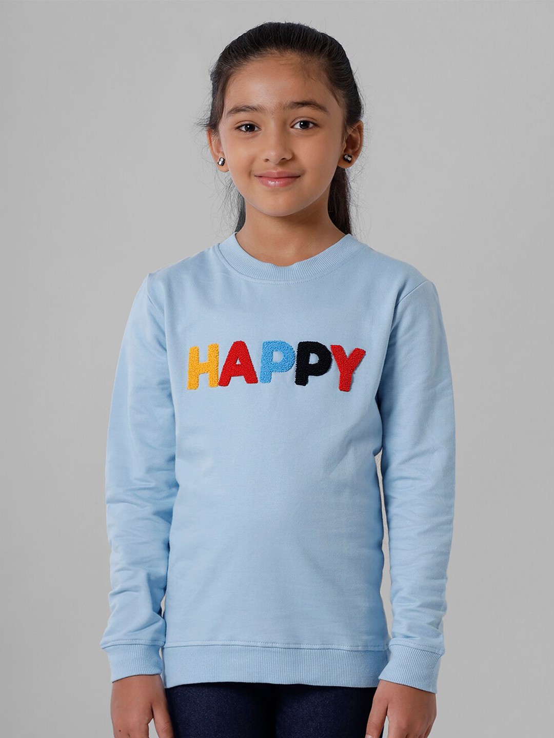 

De Moza Girls Blue Pure Cotton Printed Sweatshirt