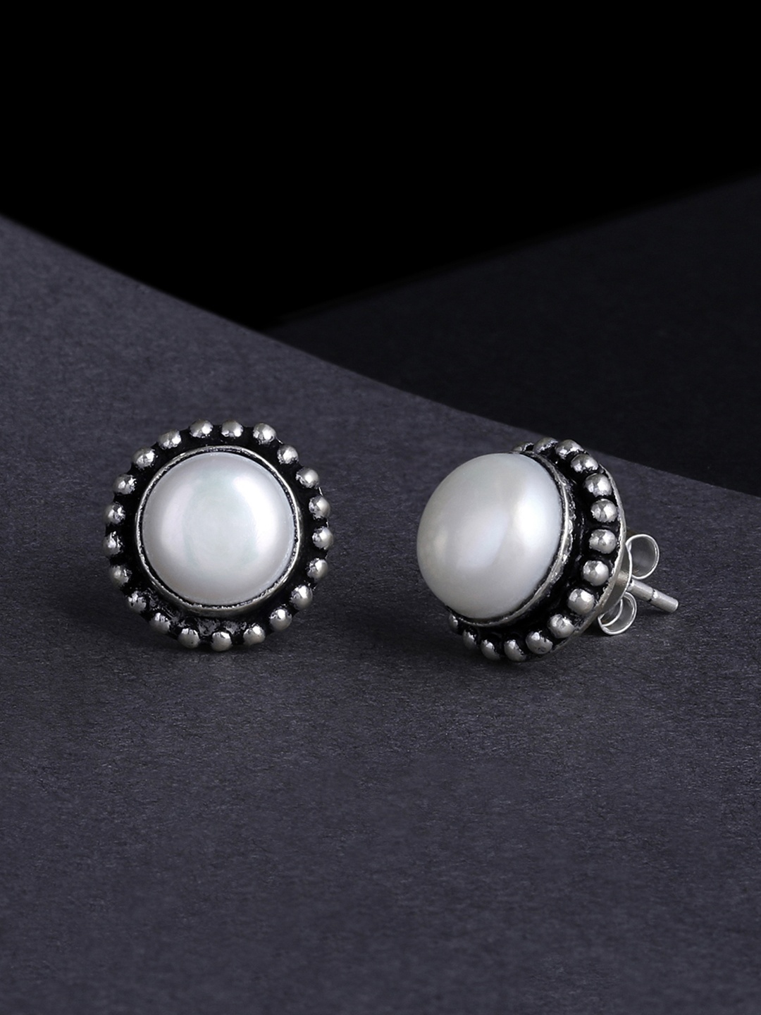 

Silvora by Peora 925 Sterling Silver White Circular Studs Earrings