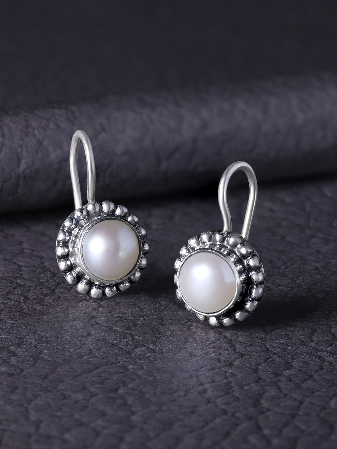 

Silvora by Peora White Circular Drop Earrings